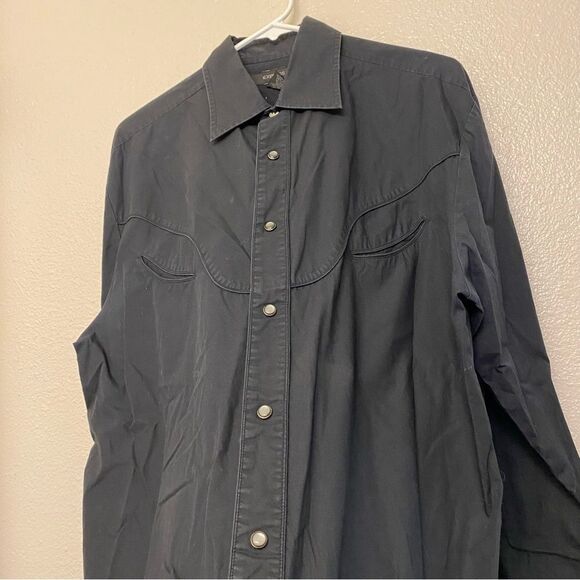 Express Pearl Snap Button Down Western Style Long Sleeve dress Shirt black L - Picture 4 of 8